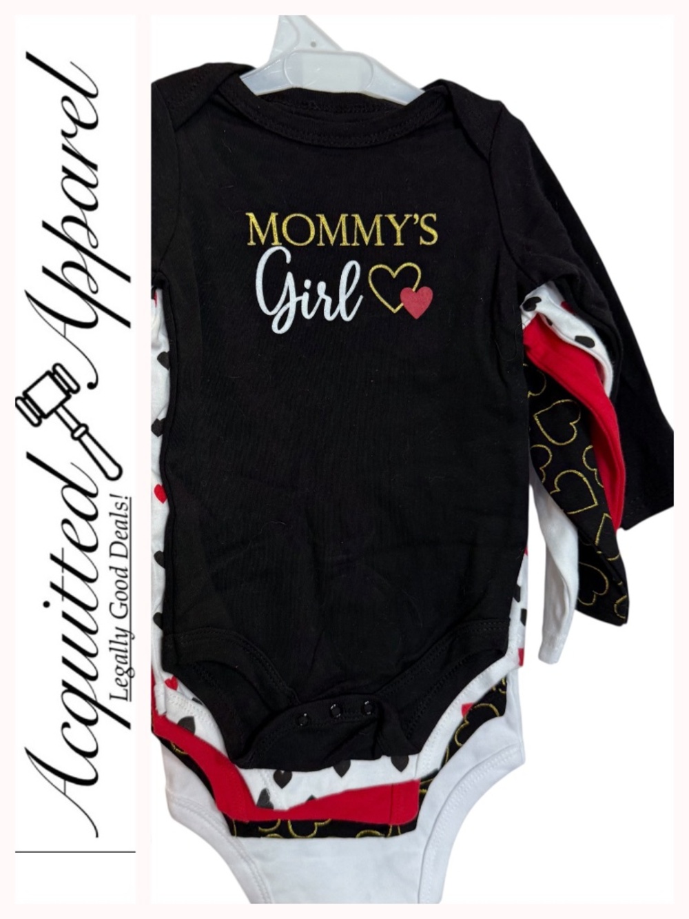5 Hudson Baby Mommy's Girl Long Sleeve Bodysuits 3-6 M